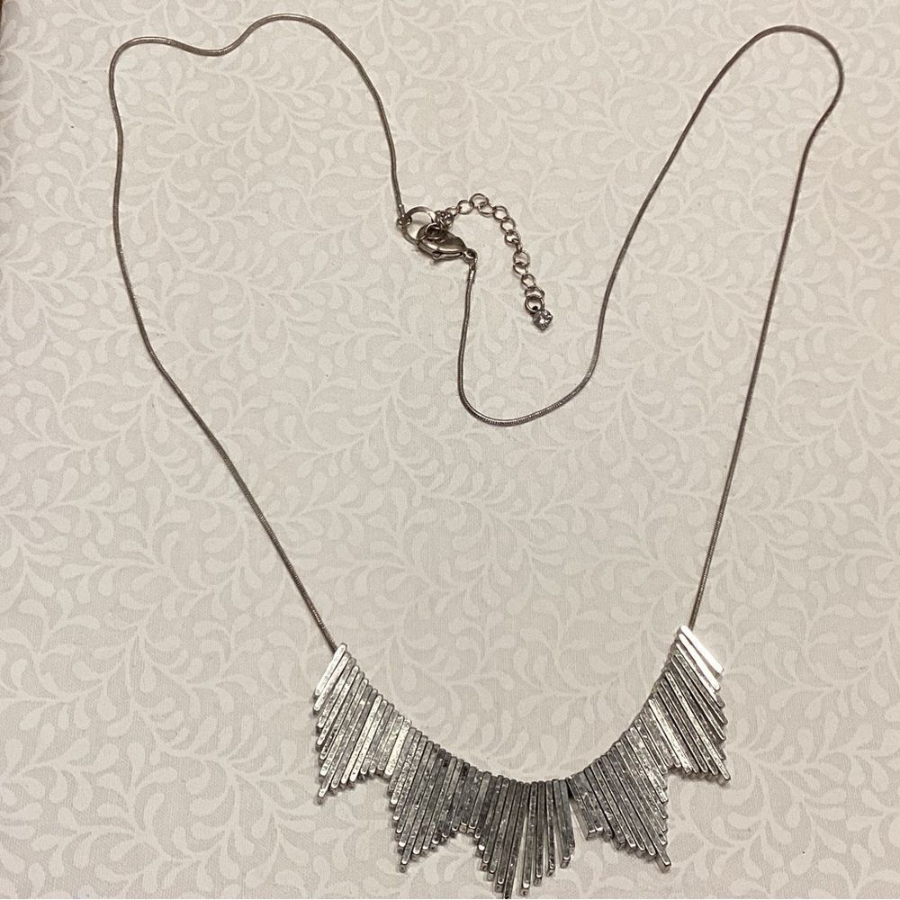 Adjustable Silvertone Snake Chain Necklace with Bars